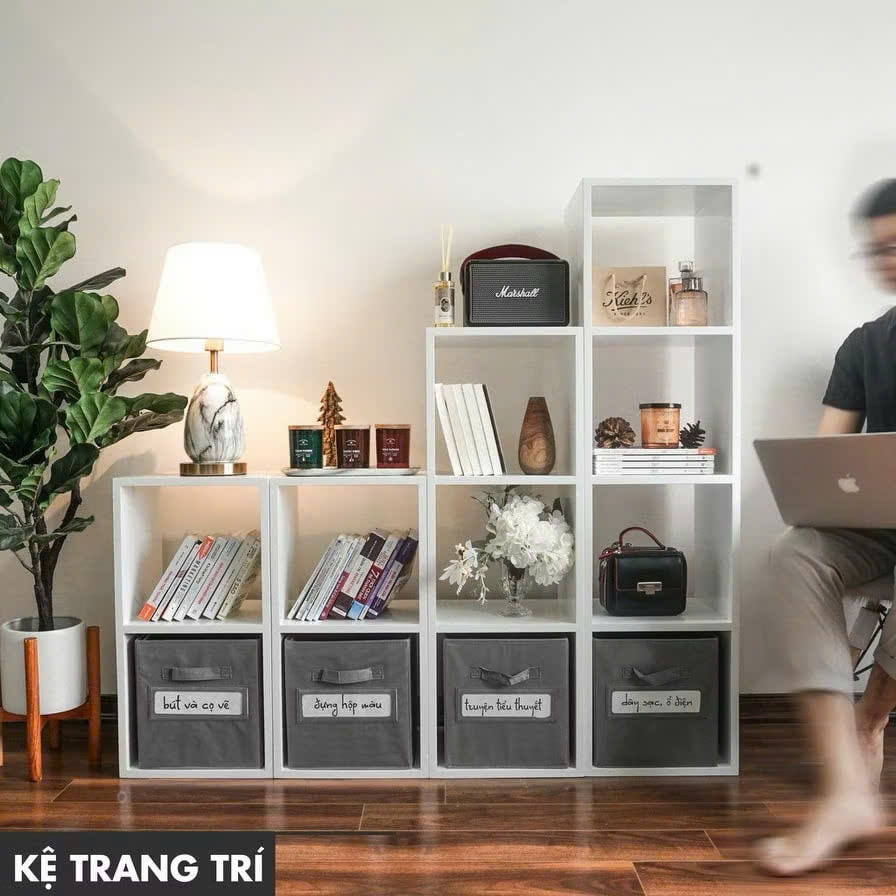 Kệ sách gỗ, kệ decor kệ tổ ong đa năng nhiều tầng lắp ghép tiện lợi chất liệu gỗ MDF bền đẹp