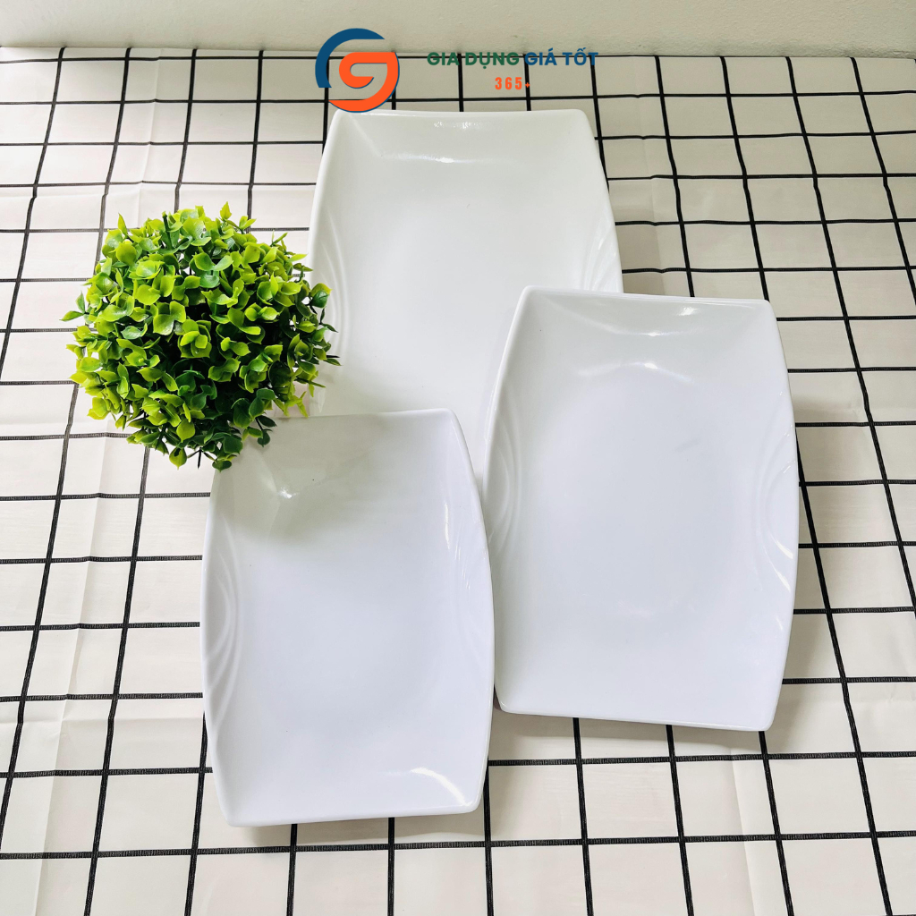 Đĩa nhựa phíp hình chữ nhật giả sứ cao cấp chịu nhiệt cao