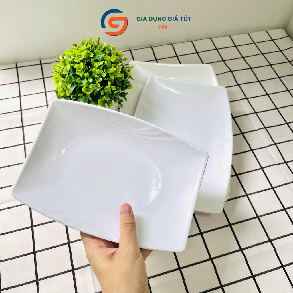 Đĩa nhựa phíp hình chữ nhật giả sứ cao cấp chịu nhiệt cao