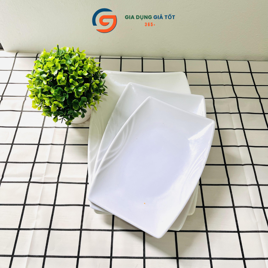 Đĩa nhựa phíp hình chữ nhật giả sứ cao cấp chịu nhiệt cao