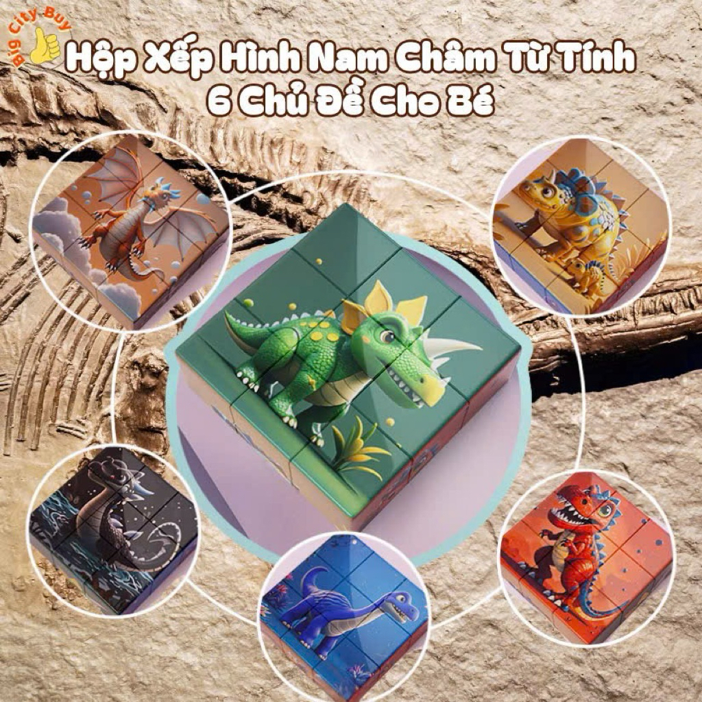 Khối Nam Châm Xếp Hình 3D Theo Chủ Đề - 6 Mặt, Kích Thước Lớn, Phát Triển Tư Duy Cho Bé