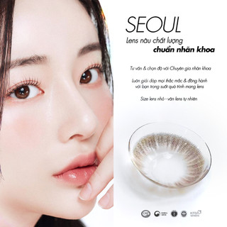 Lens nâu tự độ cận 0-8 Seoul hiệu Angel Eyes, kính áp tròng không giãn nâu tự nhiên như mắt thật Dia 14.0mm