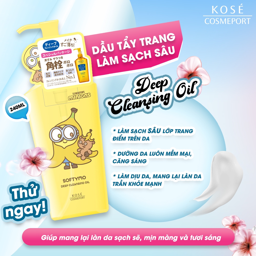 Dầu Tẩy Trang Phiên Bản Giới Hạn Minions Kosé Softymo Cleansing Oil 240mL (2 Loại)