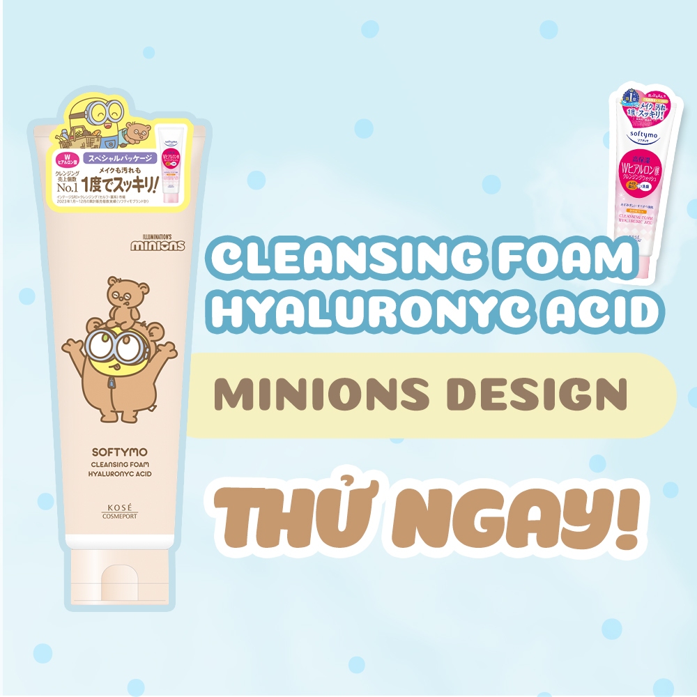 Sữa Rửa Mặt Tẩy Trang Phiên Bản Giới Hạn Minions Kosé Softymo Cleansing Foam 190g (2 Loại)