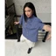 Áo Sơ Mi Kẻ Caro Ngắn Tay GODMOTHER Áo Sơ Mi Caro Xanh Dương Retro Unisex Form Rộng Cổ Điển Hàn Quốc