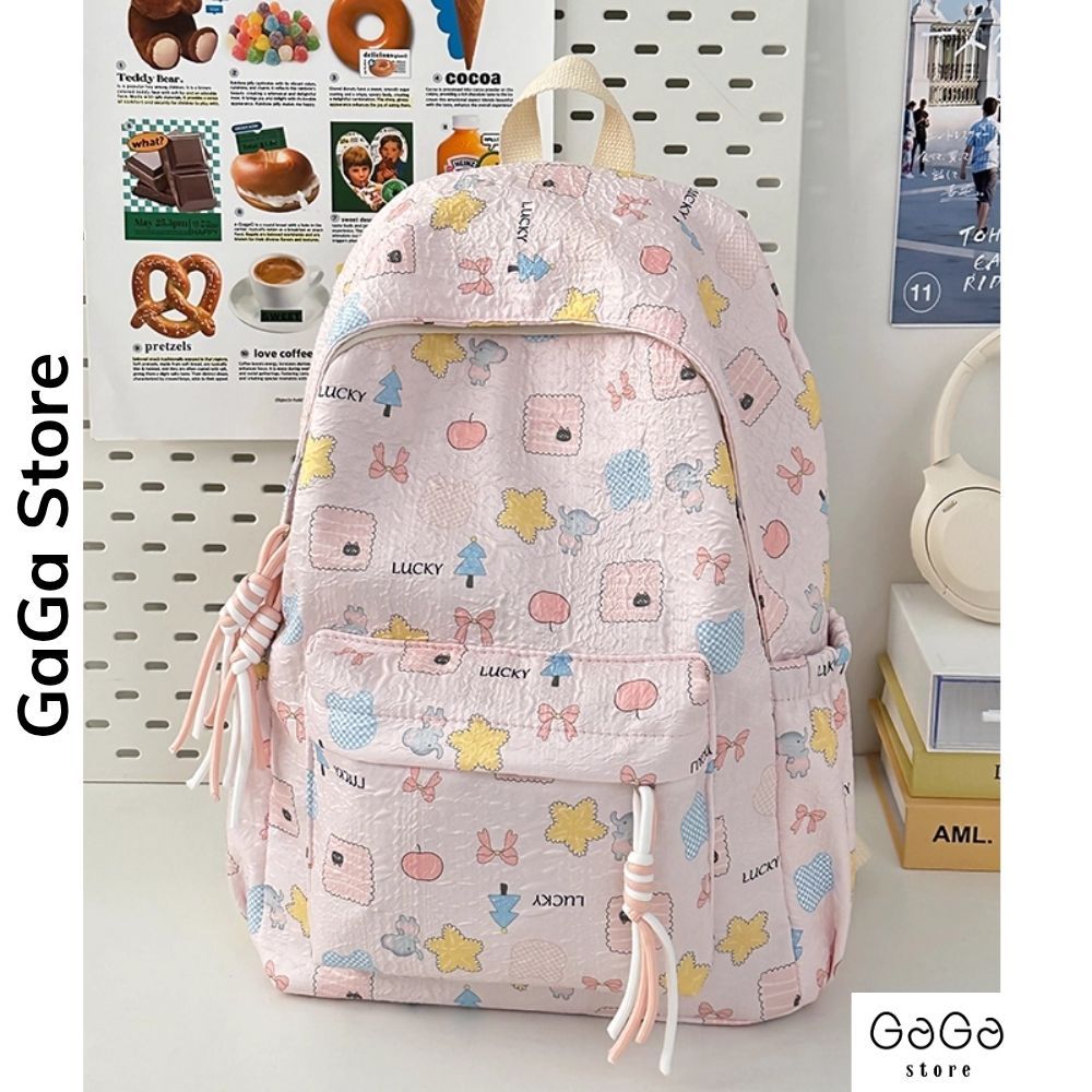 Balo đi học vải sốp họa tiết ngôi sao cute style nữ tính Ulzzang cho học sinh các cấp B865 gagastore