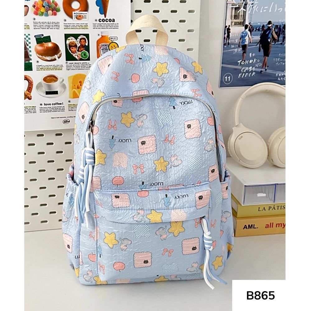Balo đi học vải sốp họa tiết ngôi sao cute style nữ tính Ulzzang cho học sinh các cấp B865 gagastore