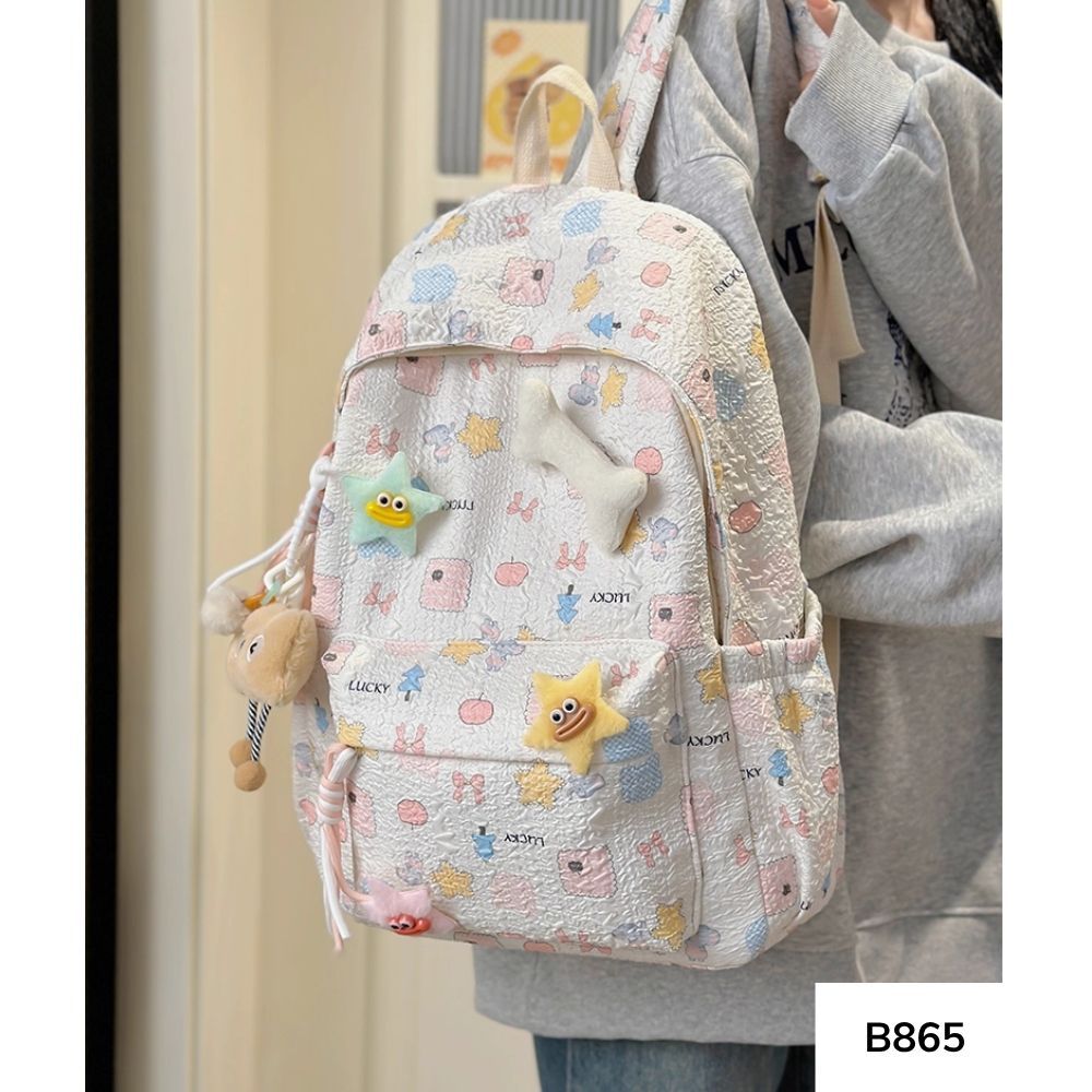 Balo đi học vải sốp họa tiết ngôi sao cute style nữ tính Ulzzang cho học sinh các cấp B865 gagastore