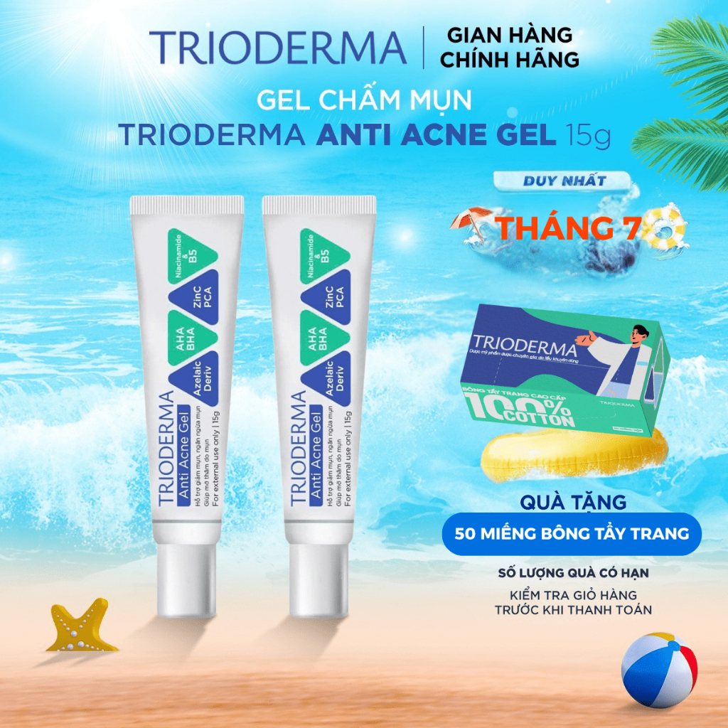 Combo 2 Gel chấm mụn, mờ thâm mụn Trioderma Anti Acne Gel 15g | Shopee ...
