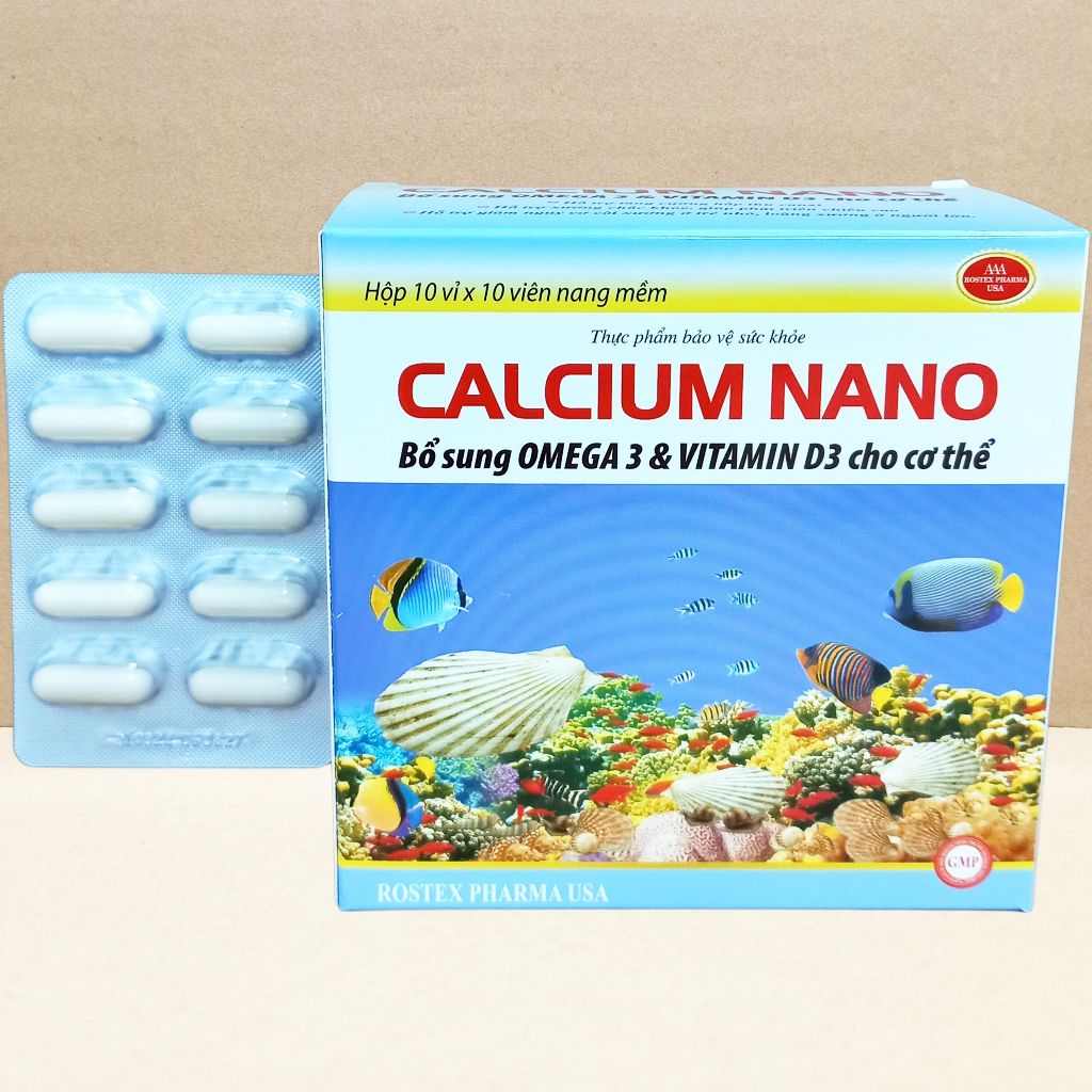 Combo 3 Hộp Calcium Nano Đại Dương 100 Viên - Rostex - Vinaphar - Vitamin Chữa Lành