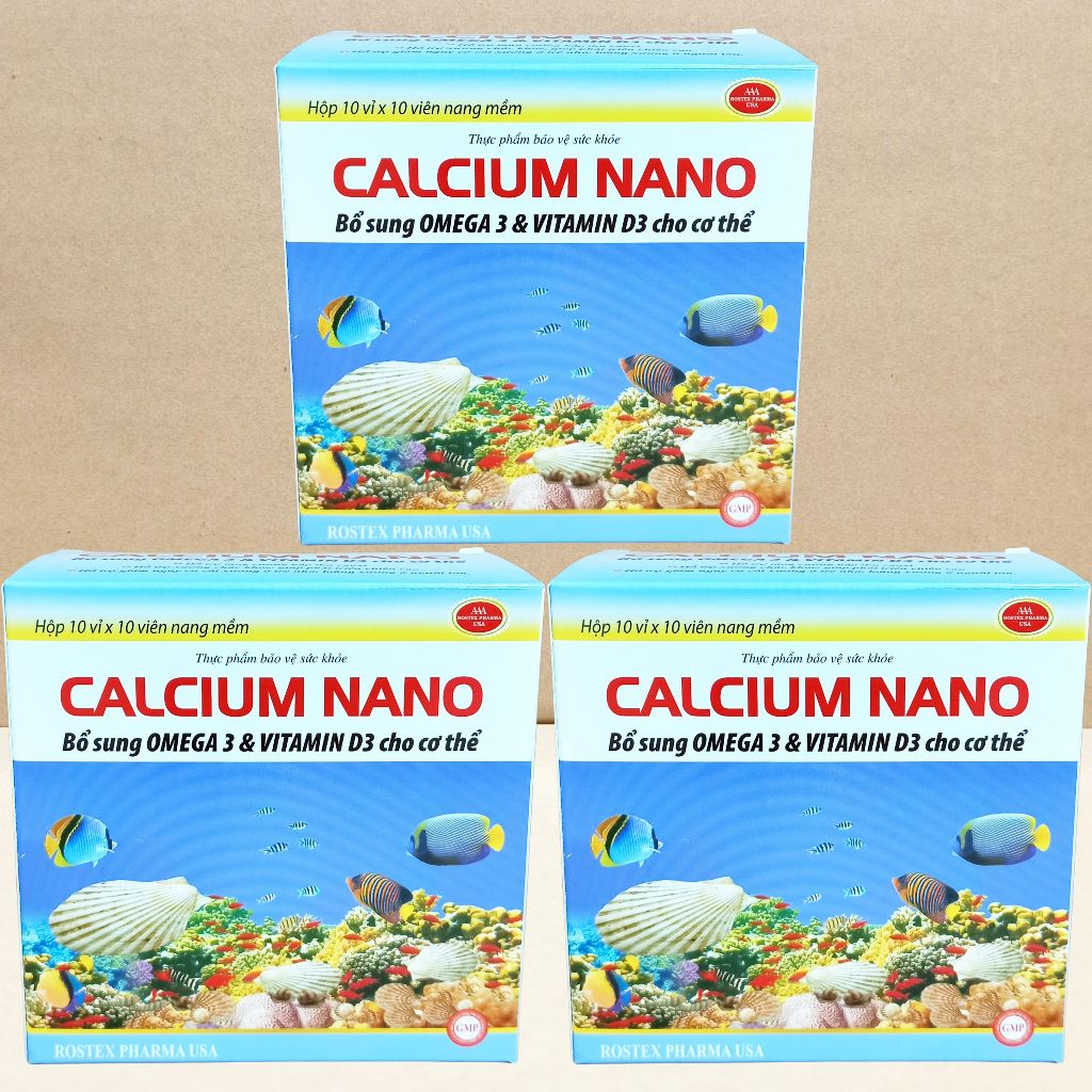 Combo 3 Hộp Calcium Nano Đại Dương 100 Viên - Rostex - Vinaphar - Vitamin Chữa Lành