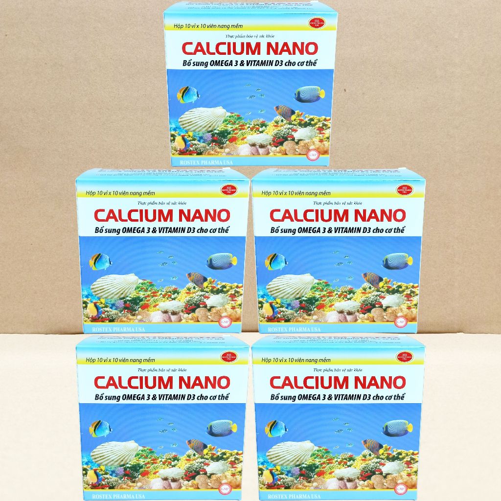 Combo 5 Hộp Calcium Nano Đại Dương 100 Viên - Rostex - Vinaphar - Vitamin Chữa Lành