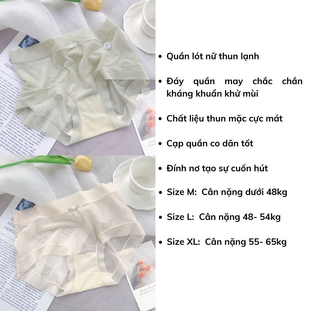 SET 3 Quần lót nữ lụa thun lạnh mềm mại mỏng nhẹ thoáng khí cạp vừa tôn dáng quyến rũ LANIXA L896