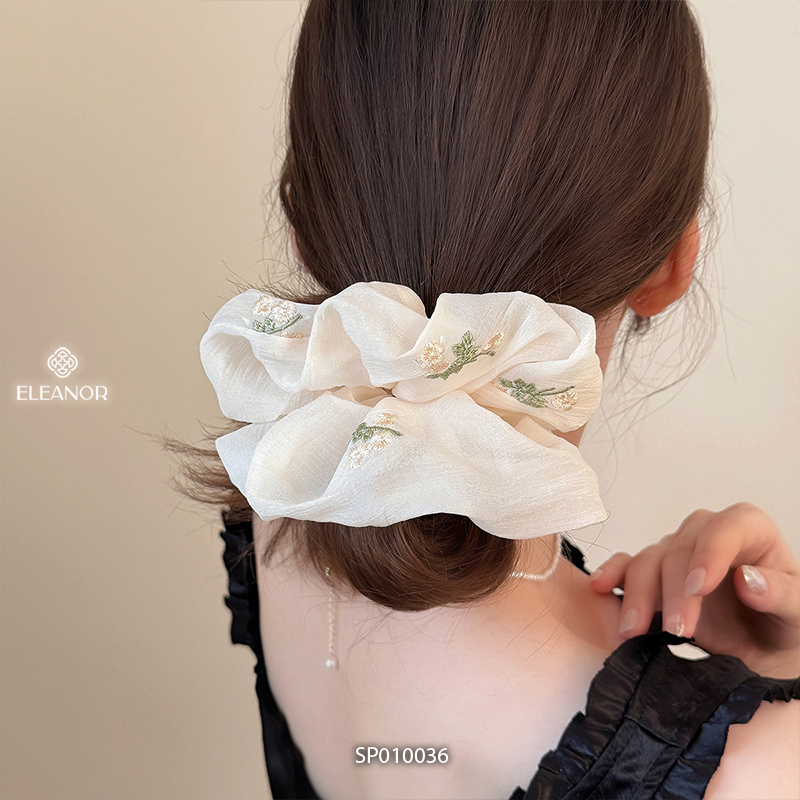 Dây buộc tóc nữ scrunchies Eleanor Accessories to phồng thêu hoa phụ kiện tóc cột tóc nữ 10036