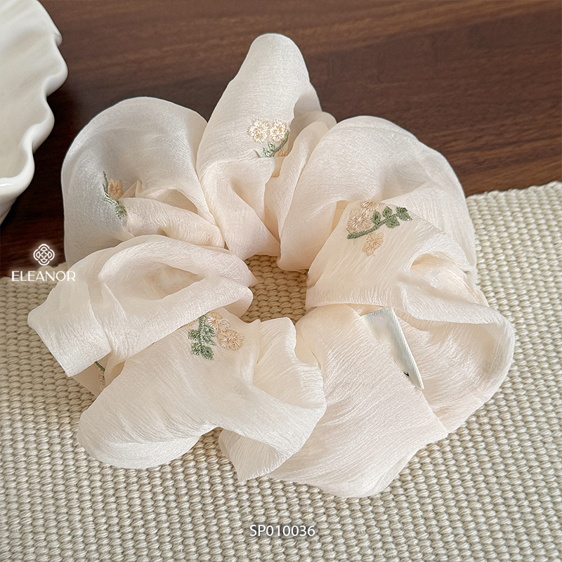 Dây buộc tóc nữ scrunchies Eleanor Accessories to phồng thêu hoa phụ kiện tóc cột tóc nữ 10036