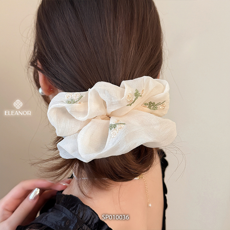 Dây buộc tóc nữ scrunchies Eleanor Accessories to phồng thêu hoa phụ kiện tóc cột tóc nữ 10036