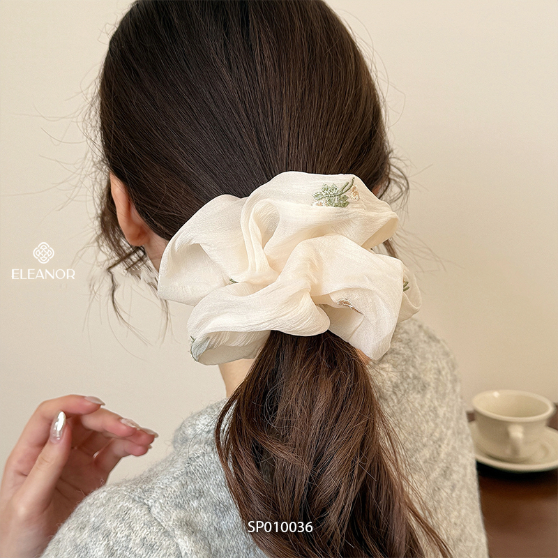 Dây buộc tóc nữ scrunchies Eleanor Accessories to phồng thêu hoa phụ kiện tóc cột tóc nữ 10036