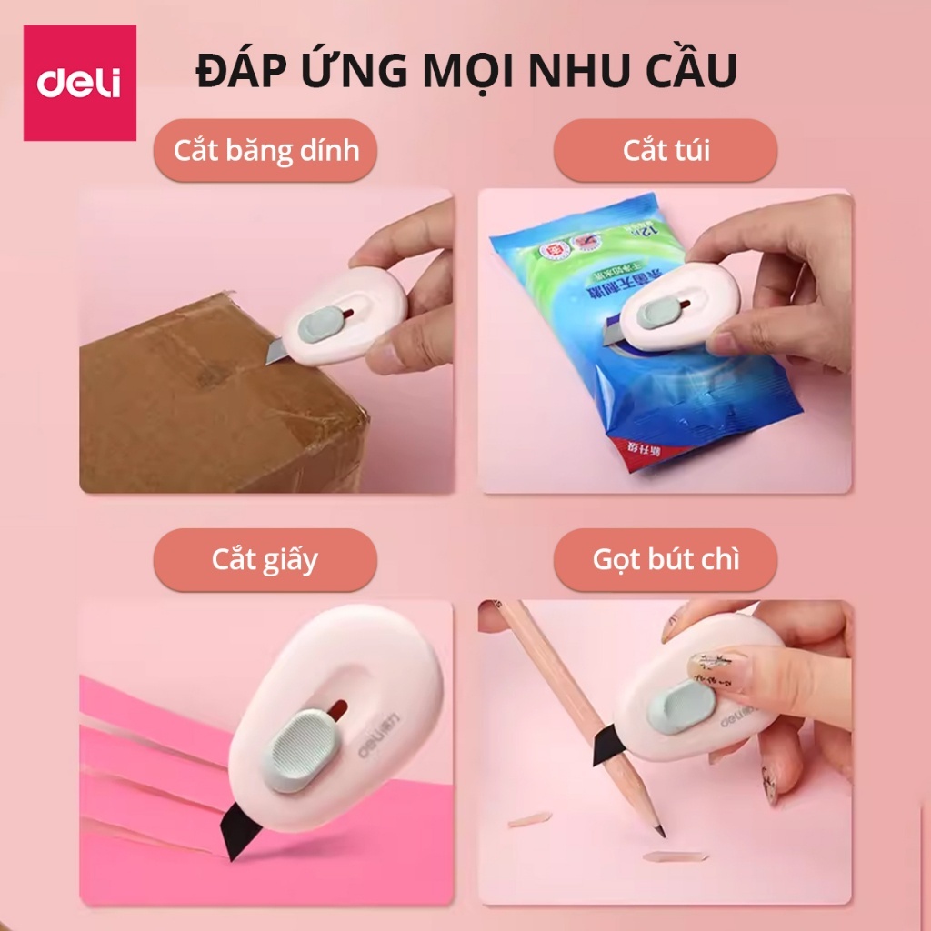 Dao Rọc Giấy Mini Deli – 35mm – Siêu Dễ Thương, Đủ Màu – Tiện Lợi Cho Học Tập, Văn Phòng