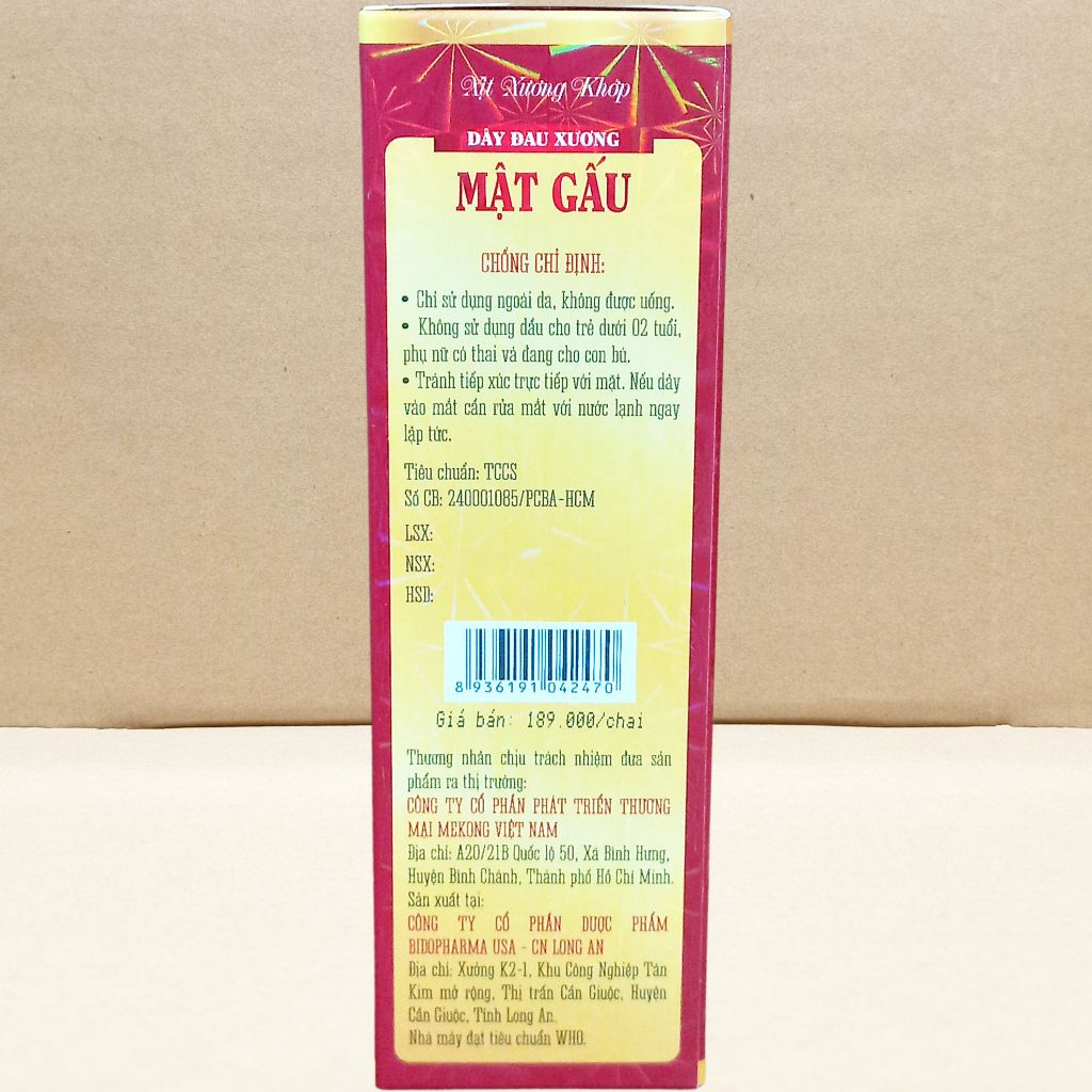 (Đỏ) Xịt Xương Khớp Dây Đau Xương MẬT GẤU - Mekong - Bidopharma - Vitamin Chữa Lành