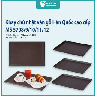 Khay chữ nhật vân gỗ Hàn Quốc nhựa Việt Nhật đựng đồ ăn, phục vụ hàng quán ms: 5708/ 5709/ 5710/ 5711/ 5712