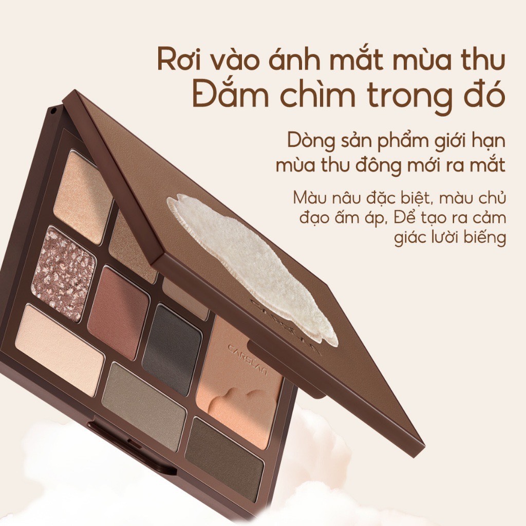 CARSLAN Phấn Mắt 10 Màu tiện lợi kèm Phấn Má Hồng Bắt Sáng Tạo Khối 12g | NHÍM HOUSE