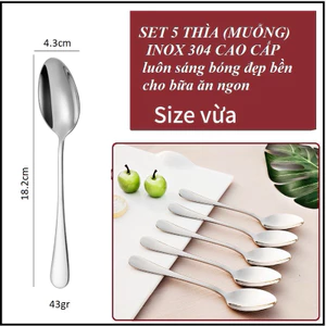 Combo 5 Chiếc Thìa INOX 304 (Muỗng) Size 18.5 cm Đẹp Sang Xịn Mịn Không Vết Xước Muỗng Ăn Cơm-Phở