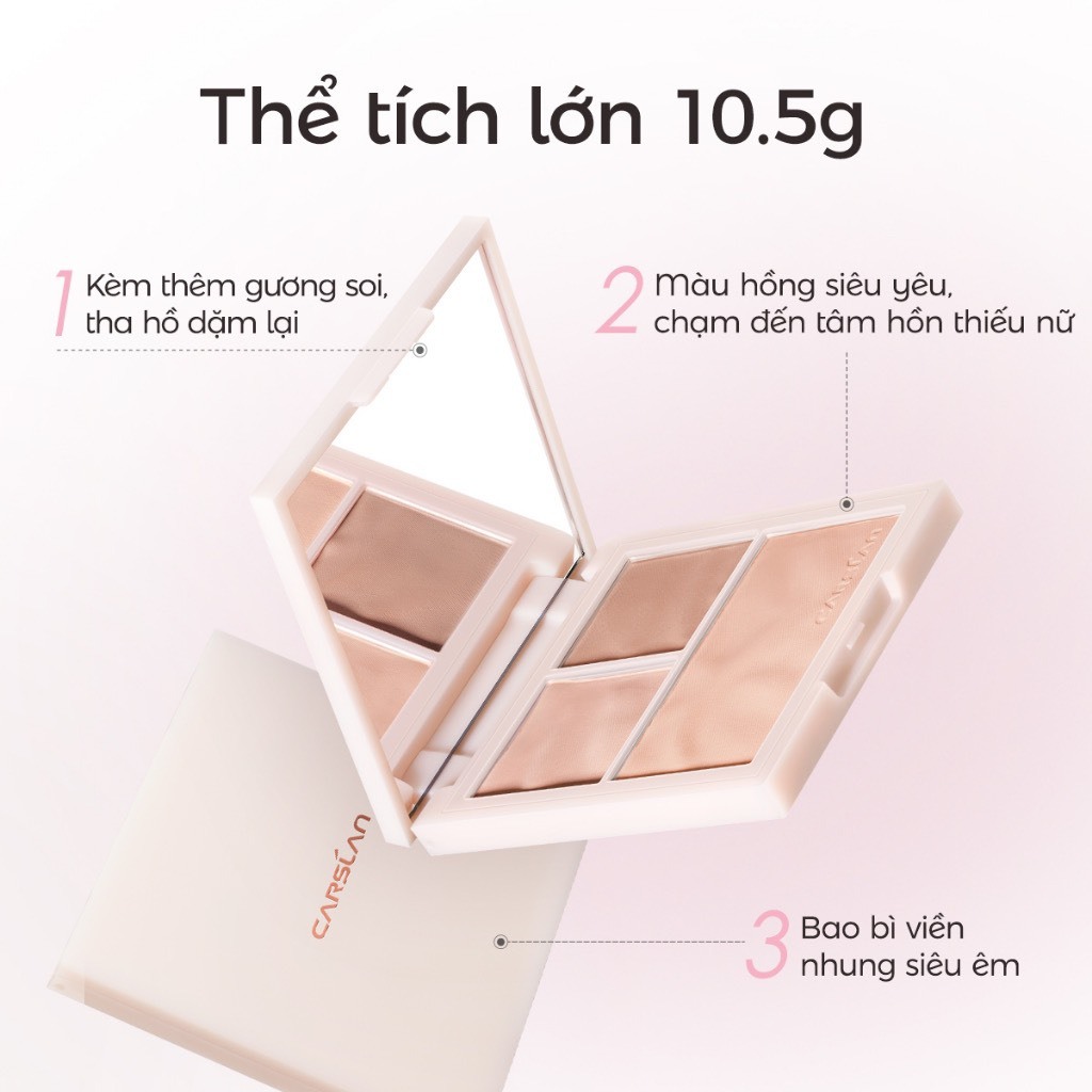 CARSLAN Phấn má hồng Phấn đa năng Trang Điểm 3 màu chất mịn lỳ lâu trôi 10.5g | NHÍM HOUSE