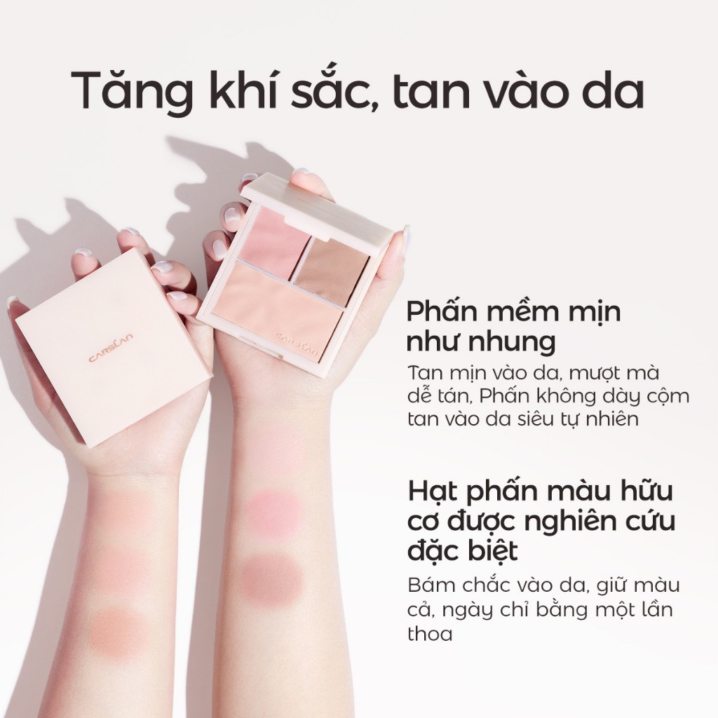 CARSLAN Phấn má hồng Phấn đa năng Trang Điểm 3 màu chất mịn lỳ lâu trôi 10.5g | NHÍM HOUSE