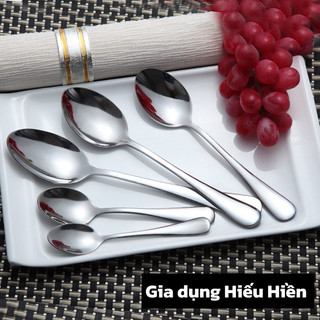 SET 5 Thìa Cán Dài inox SUS 304 Ăn Cơm ,Cháo ,Phở (NHỌN 3 Kich Cỡ Lớn Vừa Nhỏ) Muỗng Thép Không Rỉ
