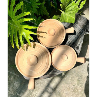 Nồi Đất Tay Cầm - Tráng Men Lòng - Size 17cm/19cm/24cm - Có Quai/Nắp Đậy - Nấu Lẩu - Kho Cá - Cơm Thố - Gốm Đất Nung