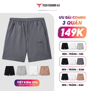 Combo 3 quần short đùi nam nữ 149k chất tổ ong cao cấp thoáng mát TF4.0