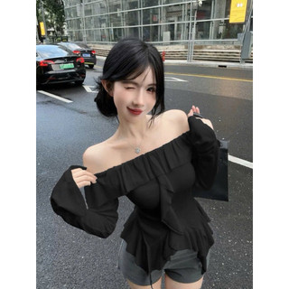 Áo thun trễ vai kiểu nữ sexy bèo bản lớn ôm body màu đen trắng nâu VANISA CT338