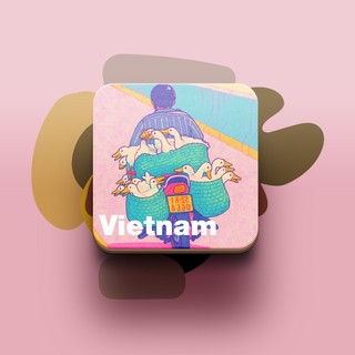 Miếng lót ly uống nước chống thấm nước bảo vệ bàn khỏi đồ uống in hình dễ thương Du lịch Vietnam phần 2