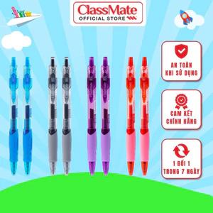 Bút Gel Bấm Classmate Ngòi 0.5mm - 1 Chiếc Bút Nước Đen Xanh Thiết Kế Basic Mực Chống Nước Viết Trơn Ra Đều Mực CL-GP109