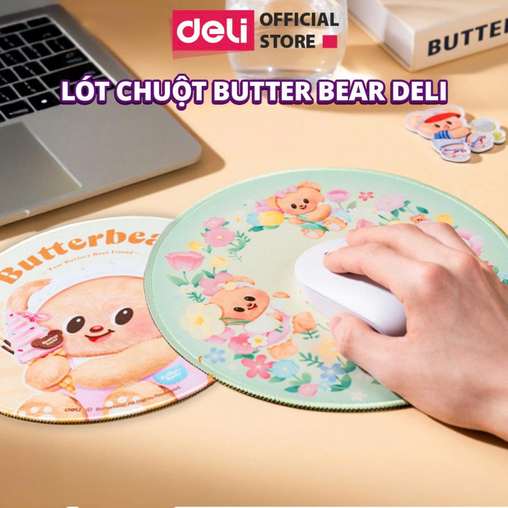 Lót Chuột Siêu Dễ Thương Deli Pad Chuột Hình Tròn Butter Bear Chống ...