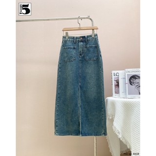 Chân Váy Jeans Dài Dáng A Túi Vuông Xẻ Trước Tôn Dáng TwentyFive Fashion – 4618