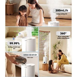 Máy tạo ẩm 4L QCOOKO-518 Chống ẩm mốc, UV diệt khuẩn 99%, Vận hành êm ái <35dB, Thích hợp phòng ngủ & văn phòng