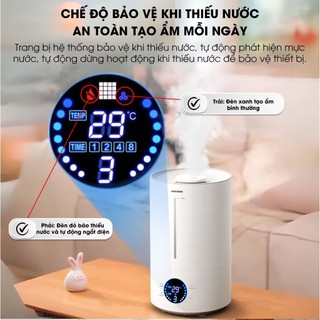 Máy tạo ẩm 4L QCOOKO-518 Chống ẩm mốc, UV diệt khuẩn 99%, Vận hành êm ái <35dB, Thích hợp phòng ngủ & văn phòng