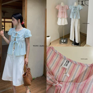 𝐖𝐆𝐖𝐄|Áo Sơ Mi Nữ Cột Nơ – Phong Cách Pháp Ngọt Ngào, Dáng Ngắn Sang Trọng Mã W6315#