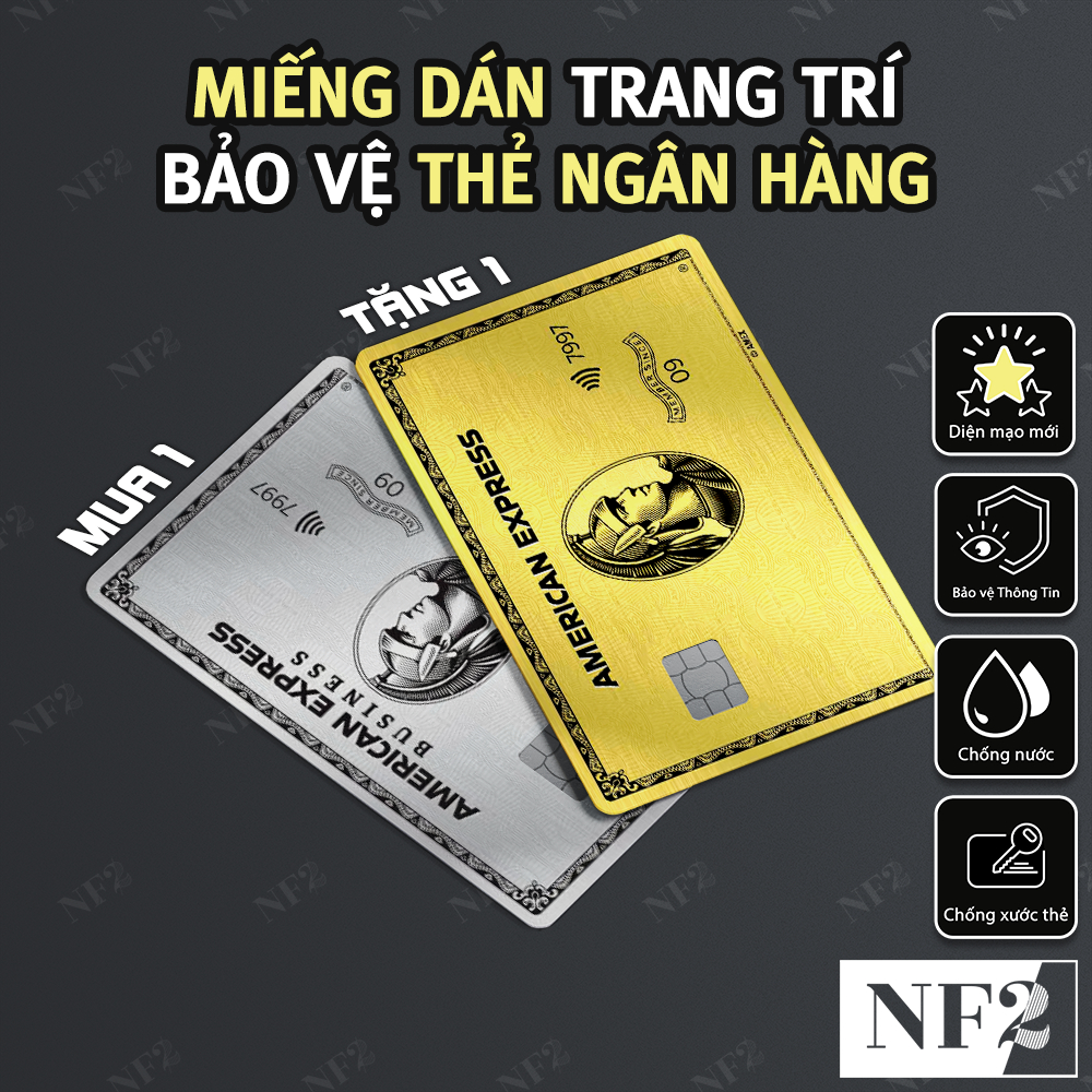 Miếng Dán Trang Trí AMERICAN CARDS - Decal Thẻ ATM (Thẻ Chung Cư, Thẻ Xe, Debit, Credit) NF2