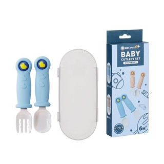 Set 2 thìa dĩa nhựa cho bé tập ăn dặm, chất liệu an toàn