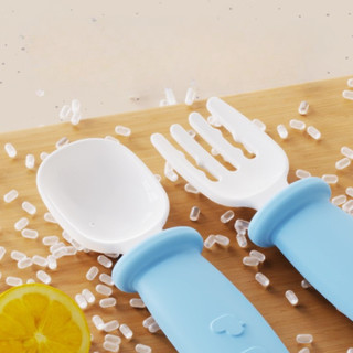 Set 2 thìa dĩa nhựa cho bé tập ăn dặm, chất liệu an toàn