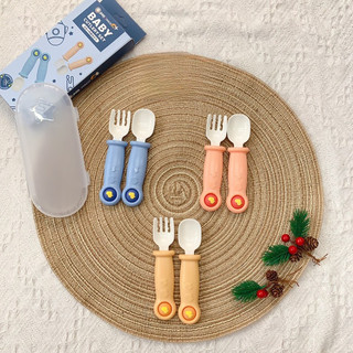 Set 2 thìa dĩa nhựa cho bé tập ăn dặm, chất liệu an toàn