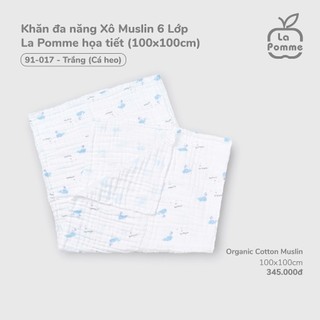 La pomme SS2025 Khăn đa năng Xô Muslin 6 Lớp La Pomme trơn màu (100x100cm) - T7.1