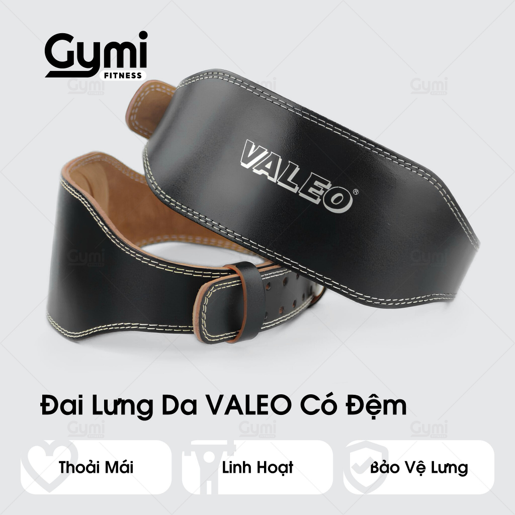 Đai Lưng Da VALEO Có Đệm Tập GYM Cao Cấp Chính Hãng - Đai Bảo Vệ Lưng Tập Gym - DL-ValeoDem