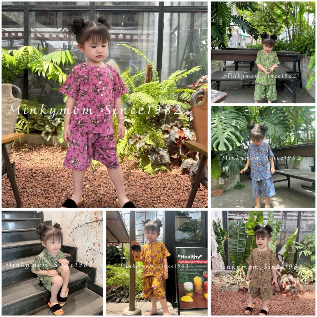 Bộ Trend Bà Ngoại Dễ Thương,Đồ Cho Bé Gái Đi Học Đi Chơi Minkymom Vải Thun Lạnh Ati Hàn Mát TN-IN221