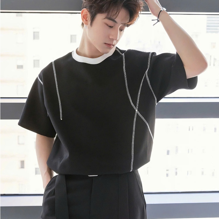 [NEW IN] Áo Thun Nam CHỈ NỔI Hàn Quốc vải Cotton, Thấm Hút Mồ Hôi, Mềm Mịn, Thoải Mái - SHINGHAI