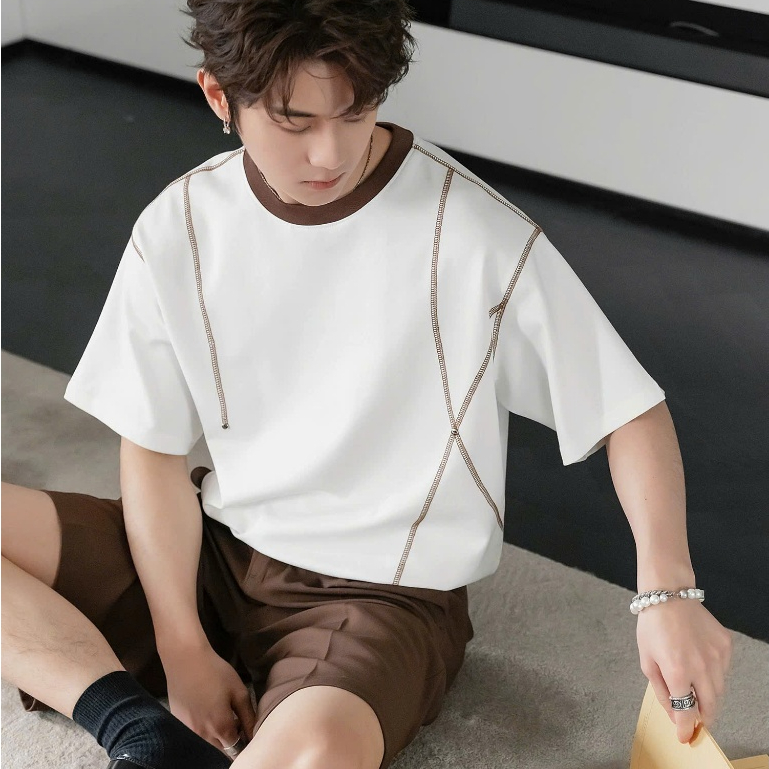 [NEW IN] Áo Thun Nam CHỈ NỔI Hàn Quốc vải Cotton, Thấm Hút Mồ Hôi, Mềm Mịn, Thoải Mái - SHINGHAI