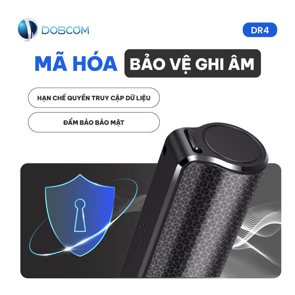 Thiết bị ghi âm DOSCOM DR4 - Máy ghi âm nhỏ gọn, ghi âm liên tục 500 giờ, lọc tiếng ồn âm thanh rõ