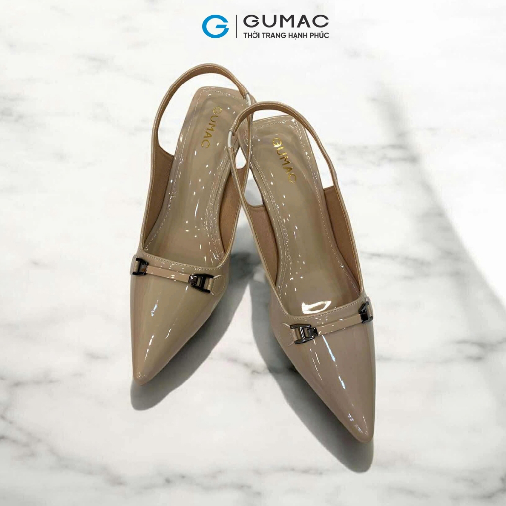 Giày Cao Gót Nữ GUMAC Thiết Kế Mũi Nhọn Cao 7cm Phối Khóa Thanh Lịch Sang Trọng GF07035